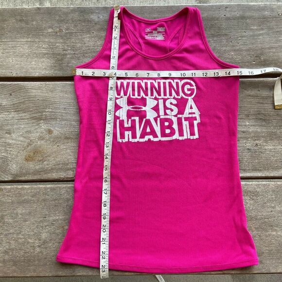 Under Armour Girls Tank Top Size Large 14 16 Pink Winning is a Habit Ribbed - Picture 9 of 9